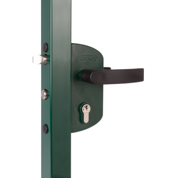 LARZ40P1LVCAP-9010 - Serrure pour portillon de jardin en applique, profil rond 40mm. RAL9010.