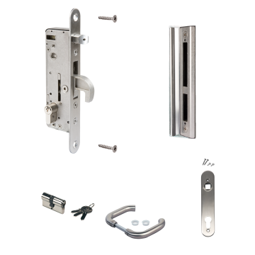 H-METAL-SET-54-I - Roestvrijstalen, complete set met insteekslot voor metalen en aluminium poorten.