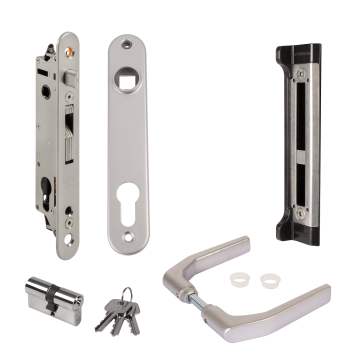 FORTYSET-40I-JA - Complete set met insteekslot en slotvanger voor metalen, aluminium en PVC poorten.