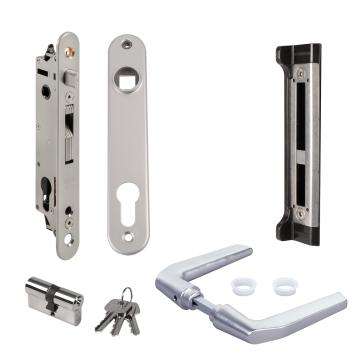 FORTYSET-40I-MA - Kit avec serrure à encastrer et accessoires pour portes en métal, PVC ou aluminium