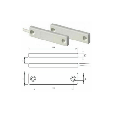 Dun magneetcontact, 3m 4-aderige kabel, verkocht per 5 (prijs/stuk), WIT