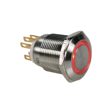 Boutton P NO/NF Encastrer,Led ROUGE,Inox