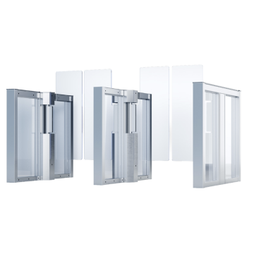 SG-2-C650/650-1300 : Speedgate mod. carré portes battantes H1300mm en verre L L/R650mm mod.centr.