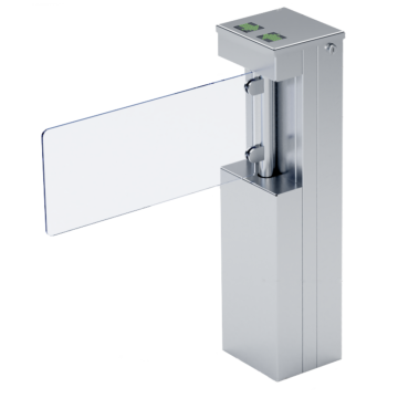 HR1-A-S : Gemot. draaihek glazen arm swinggate vierkant model enkele passage  booster electromech.
