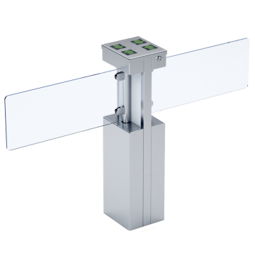 HR1-A2-S : Gemot. draaihek glazen arm swinggate vierkant model dubbele passage  booster electromech