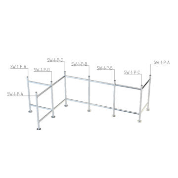 SW-1-P-100 : Poste transversales double haut et bas 100cm en acier inoxydable.