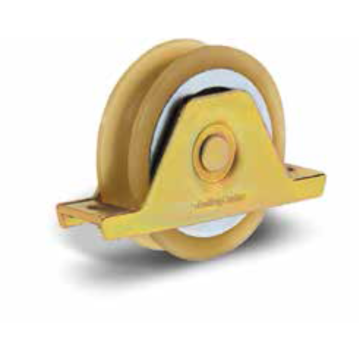 Wiel met O-groef - Ø90 mm - breedte 26 mm - polyurethaan - 1 lager - met steun