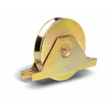 Roue à gorge en V - Ø160 mm - largeur 30 mm - C45 - 2 roulements - avec support soudé - avec graisseur