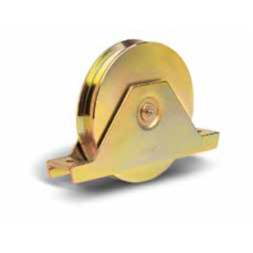 Roue à gorge en U - Ø160 mm - largeur 30 mm - C45 - 2 roulements - avec support soudé - avec graisseur