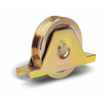 Wiel met V-groef - Ø120 mm - breedte 27 mm - C45 - 2 lagers - met steun