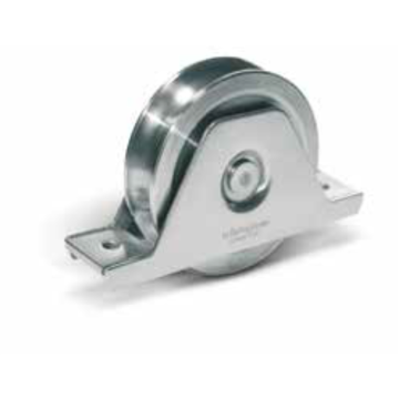 Wiel met O-groef - Ø120 mm - breedte 26 mm - inox - 2 lagers - met steun
