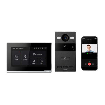 Full IP videofoonkit opbouw zwart met wifi monitor