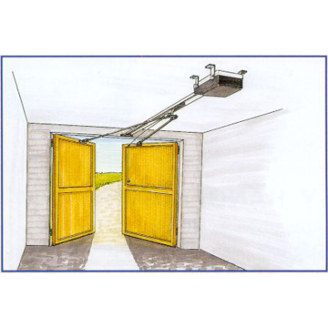 Duwstangen set voor naar buiten draaiende garagepoorten.