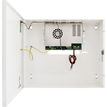 Alim 12Vcc/20A avec chargeur et contacts d'état dans boîtier métallique pour bat 65Ah