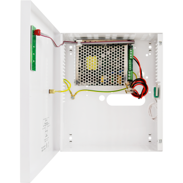 Voeding 12Vdc/2A met lader en statuscontacten in metalen kast voor bat 7Ah