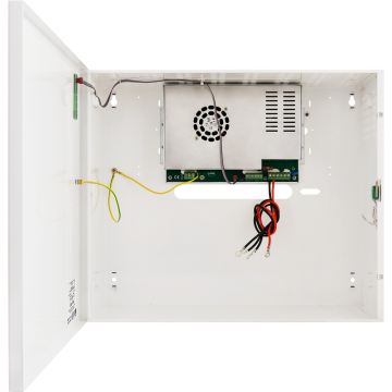 Voeding 24Vdc/10A met lader en statuscontacten in metalen kast voor 2x bat 40Ah