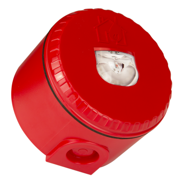 Stroboscope d'alarme incendie. Montage mural. Couverture 135 m³. ip65. EN 54-23. ROUGE