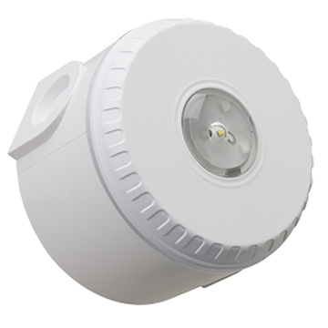 Stroboscope d'alarme incendie. Montage au plafond ou mural. Couverture 132 m³. ip65. EN 54-23. BLANC