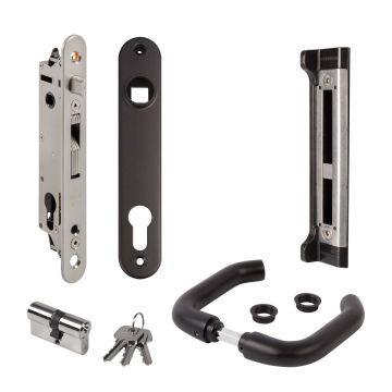 FORTYSET-40I-BA - Kit avec serrure à encastrer et acc. pour portes en métal, PVC ou aluminium.
