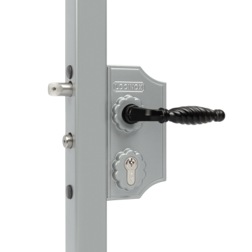 LAKY50F2LVCAFA-SILV - Klein sierpoortslot in opbouw voor vierkant 50 tot 60mm profiel in ZILVER.