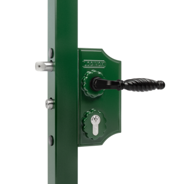 LAKY50F2LVCAFA-6009 - Serrure style fer forgé en applique pour profil carré de 50 à 60mm. RAL6009.