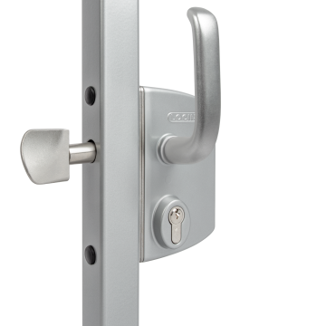 LSKZ120U2LVSZS-SILV - Poortslot in opbouw voor schuifpoorten voor 120mm vierkant profiel. ZILVER.