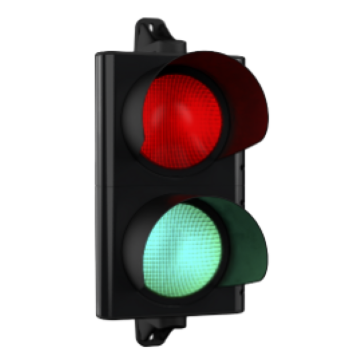 Verkeerslicht diameter 200 met 2 LED lichten, rood en groen op 230Vac.