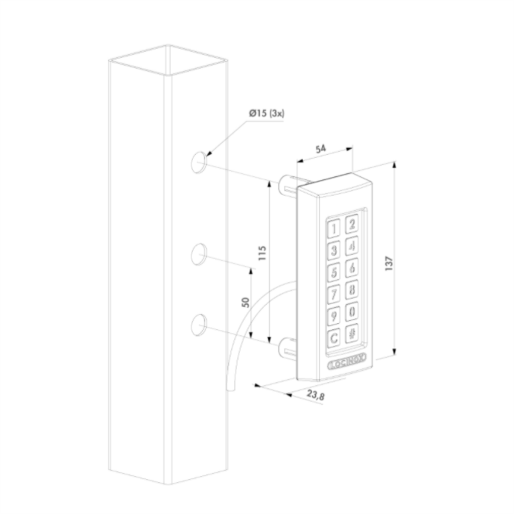 SLIMSTONE-2-SILV - Weersbestendig codeklavier met 2 interne relais, ZILVER.