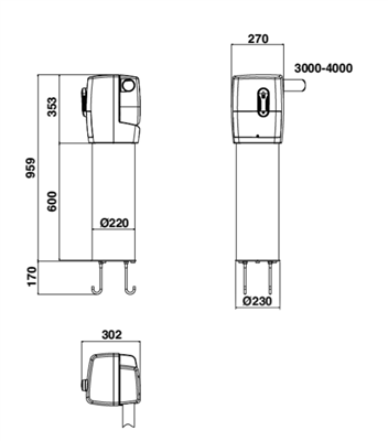 Slagboom 24Vdc PRESIDENT 3M